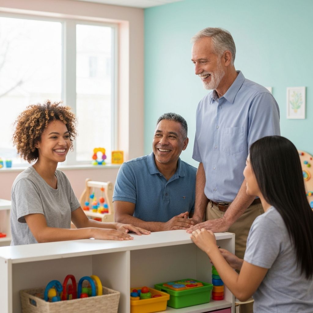 Staff helping parents